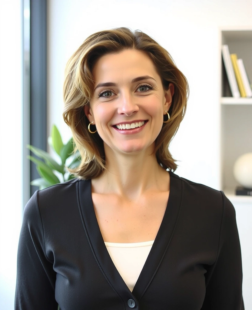 Professionelles Porträt von Dr. Anna Schneider, einer freundlichen und erfahrenen Ernährungsberaterin.